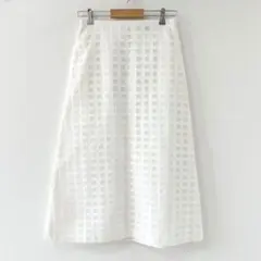 美品✨Drawer　ドゥロワー　シアー セミフレア ブロックチェック スカートのサムネイル