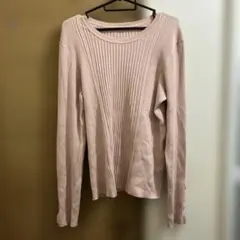 GU リブ編みピンク長袖ニット