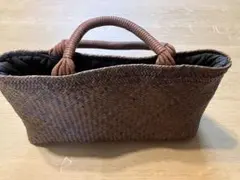 ブラウン かごバッグ ハンドル付き