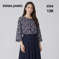 新品✨エマジェイムス トップス 長袖 ブラウス 花柄 レディース 13 ネイビー