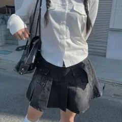 anyonemore ブラックデニムフレアスカート amood