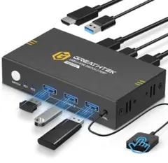 KEBENES USB3.0 KVMスイッチ、2台のPCを1台のモニターに接続