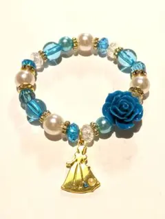 キッズブレスレット  ビーズ  パール  キラキラ  プリンセス(青)