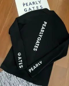 PEARLY GATES モックネック　リブニットセーター　バックロゴ　黒