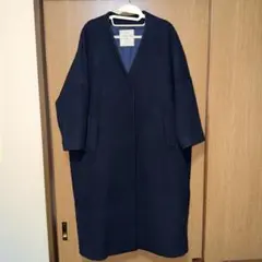 ピュアルセシン　レディースロングノーカラーコート(ネイビー色) フリーサイズ
