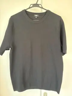UNIQLO ウォッシャブルミラノリブニットTシャツ(ブラック) 美品のサムネイル