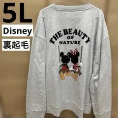 Disney ディズニー　ミッキー　ミニー　トレーナー　5L 裏起毛　グレー