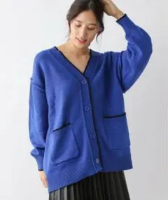 グローバルワーク アウトリンキング配色カーディガン Lサイズ