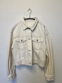 美品　gu デニムボリュームスリーブジャケット　ホワイト　Lサイズ
