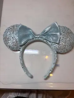 水色 スパンコール 雪の結晶 カチューシャ