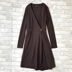 アンタイトル フレアワンピース M ブラウン 美品 長袖 Aライン ウール100