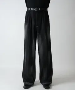 新色 Confirm ヴィンテージメイク ワイドストレート 箔デニム スラックス