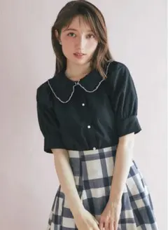 新品Tocco closet 配色メロウフリルブラウス