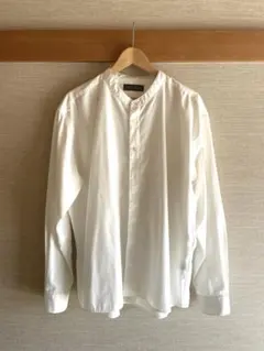 ナノユニバース バンドカラーシャツ 長袖シャツ 白 L