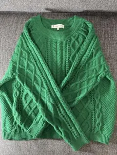 KUMIKYOKU グリーン ケーブルニット セーター サイズ2