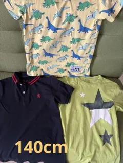 Tシャツ　半袖　140cm 子ども服　３枚セット　知的　恐竜　わんぱくのサムネイル