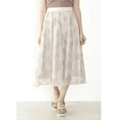 【美品】ジルスチュアート　チュール花柄刺繍ロングスカート　フェミニン