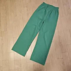裏起毛厚手ワイドパンツ　グリーン