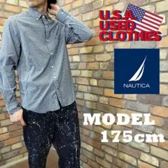 ME9-242【USA買付品 NAUTICA】ギンガムチェック 長袖 BDシャツ