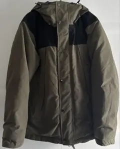 coen フーディダウンジャケット M カーキグリーン×ブラック