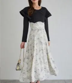 tocco closet ビックカラーバックレースアップドッキングワンピース