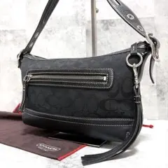 美品✨コーチ COACH ワンショルダー シグネチャー キャンバス レザー 黒