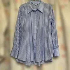 MUMU & Co. ストライプ柄 ＊長袖シャツ ブルー　Mサイズのサムネイル
