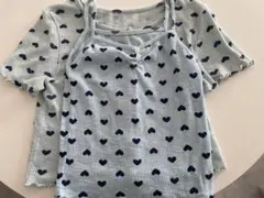 水色 ハート柄 トップスセット