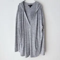 美品 バナナリパブリック パーカー 深Vネック 長袖 グレー L ポリエステルのサムネイル