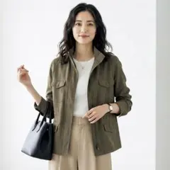 G6997*クードシャンス☆キュプラ☆ジャケット☆ブルゾン☆カーキ☆38