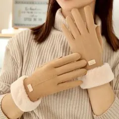 手袋 レディース 暖かい 裏起毛 防寒 スウェード ボア 人気 ブラウン