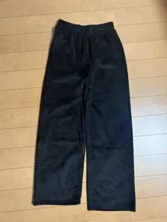 黒 フリース ワイドパンツ