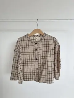 韓国子ども服　チェックシャツ　ブラウン