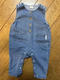petit main デニムロンパース 80
