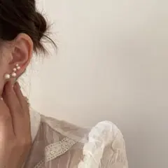 左耳用 5連 パール ピアス イヤーカフ風 ゴールド 韓国 入学式 上品