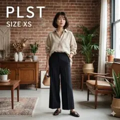 PLST プラステ リネンブレンドワイドパンツ XS ブラック 黒