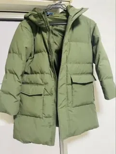 UNIQLO フード付きダウンコート 130 カーキ