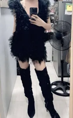 【美品】チュールフリルブラウス　Lサイズのサムネイル