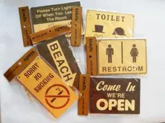 SLOWER サインボードセット（ビーチ・オープン・トイレ・禁煙など）６枚セット
