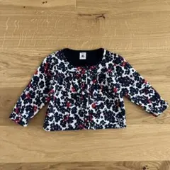 プチバトー 花柄カーディガン 81cm ネイビー