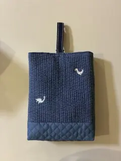 韓国恐竜刺繍ヌビ×デニム 上履き入れ 入園入学準備 男の子 青 デニム ネイビー