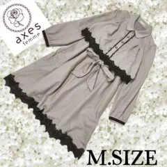 493〚axes femme〛 レース装飾 長袖ワンピース Mサイズ