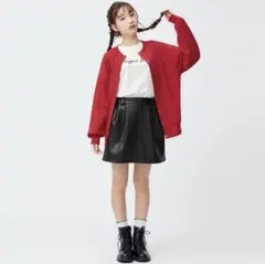 GU girlsフェイクレザーミニスカート