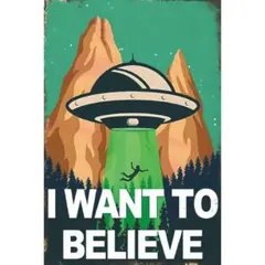 新品 UFO 宇宙人 I WANT TO BELIEVE ブリキ看板 レトロ
