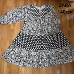 ZARA キッズ ワンピース ブラック×ホワイト 140cm