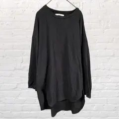 10462イーアールジー 長袖チュニック Tシャツ カットソー 黒 M 古着