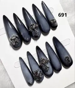 691現品ネイルチップ　ちゅるん十字架 ギャルシズニルック ロングネイル推し地雷
