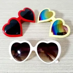 ハート型サングラス　白　赤　黄色　3点セット