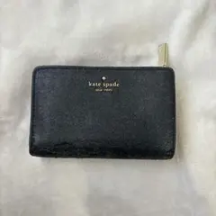 kate spade ブラック 二つ折り財布　ラメ