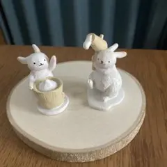 ナチュラルキッチン　お月見　餅つきうさぎさん　オブジェ３点セット　 置物